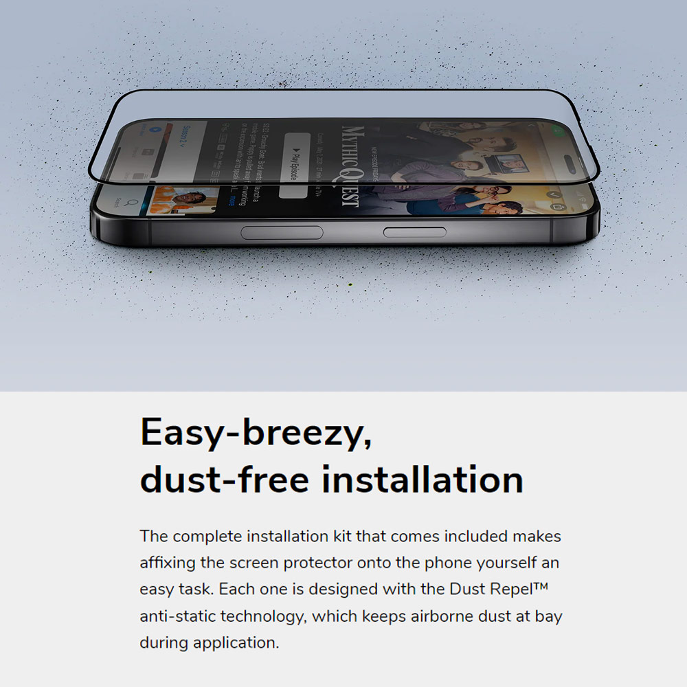 Picture of Apple iPhone 15 Pro 6.1 Screen Protector | Uniq Optix Matte Anti Glare Tempered Glass Screen Protector with Installation Helper Kit for iPhone 15 Pro 6.1 (Matte)