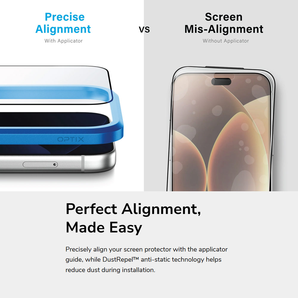 Picture of Apple iPhone 18 Pro Screen Protector | Uniq Optix Covex Privacy Anti-Glare Tempered Glass Screen Protector for iPhone 18 Pro - 2 Way Privacy Anti-Glare