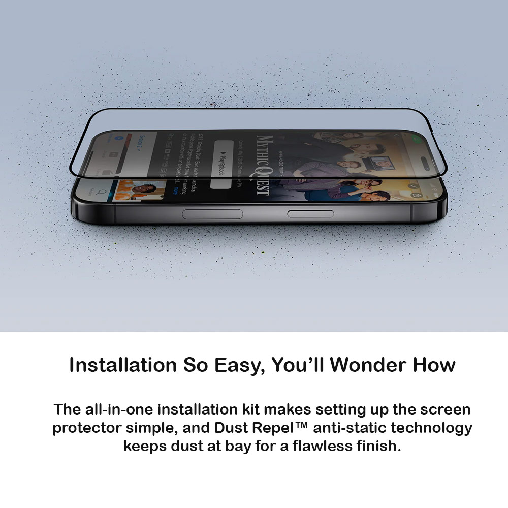 Picture of Apple iPhone 16 Pro 6.3 Screen Protector | Uniq Optix Matte Anti Glare Tempered Glass Screen Protector with Installation Helper Kit for iPhone 16 Pro 6.3 (Matte)