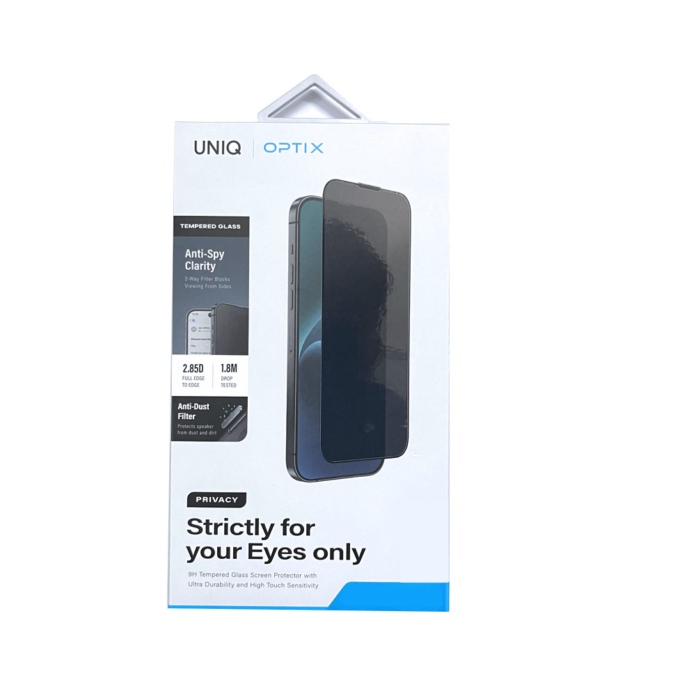 Picture of Apple iPhone 15 6.1 Screen Protector | Uniq Optix Privacy Anti View Anti Peep 2.85D Tempered Glass Screen Protector with Installation Helper Kit for iPhone 15 6.1 (Privacy)