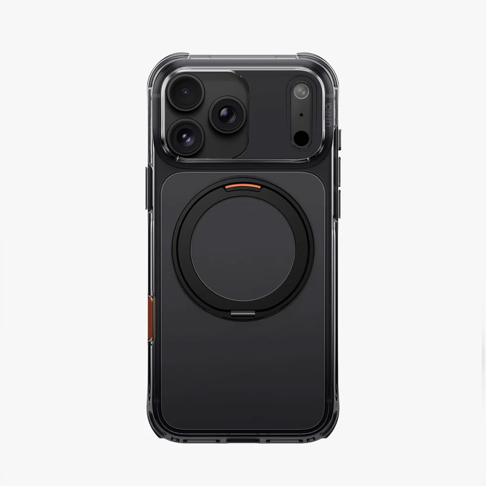 Picture of Apple iPhone 18 Pro Case | Uniq Swivix 360 Rotating Kickstand Magnetic Drop Protection Case with Camera Control Button for iPhone 18 Pro- Carbon Black