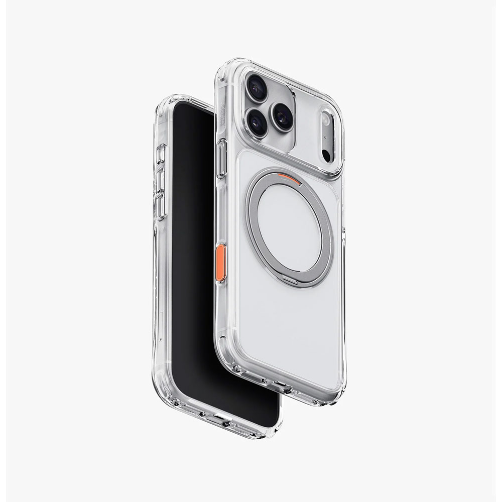 Picture of Apple iPhone 18 Pro Case | Uniq Swivix 360 Rotating Kickstand Magnetic Drop Protection Case with Camera Control Button for iPhone 18 Pro- Lucent Clear