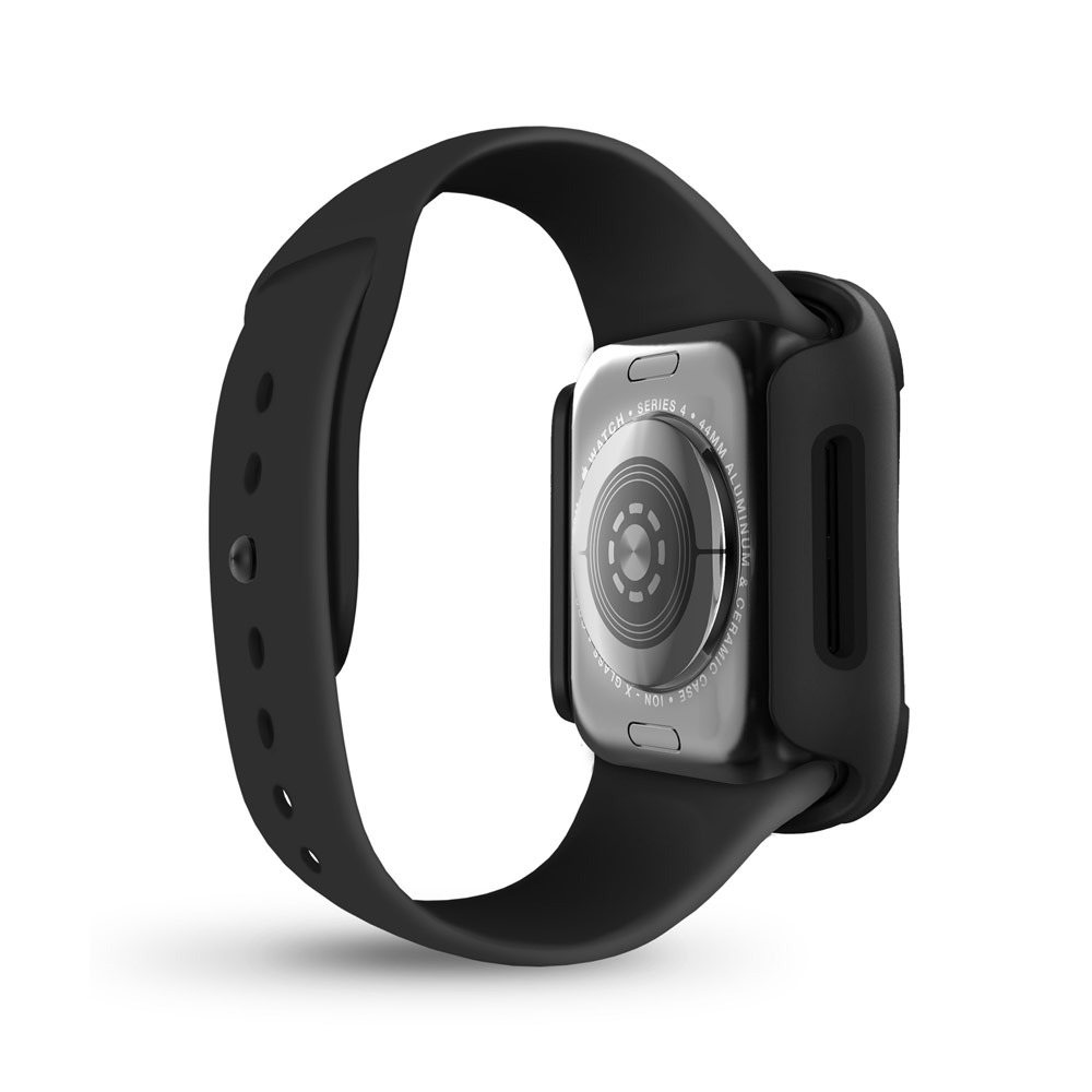 Picture of Apple Watch 44mm Case | Uniq Torres Ultra Tough Hybrid Series Case with High Sensitivity Touch 9H Tempered Glass for Apple Watch 44mm (Black)