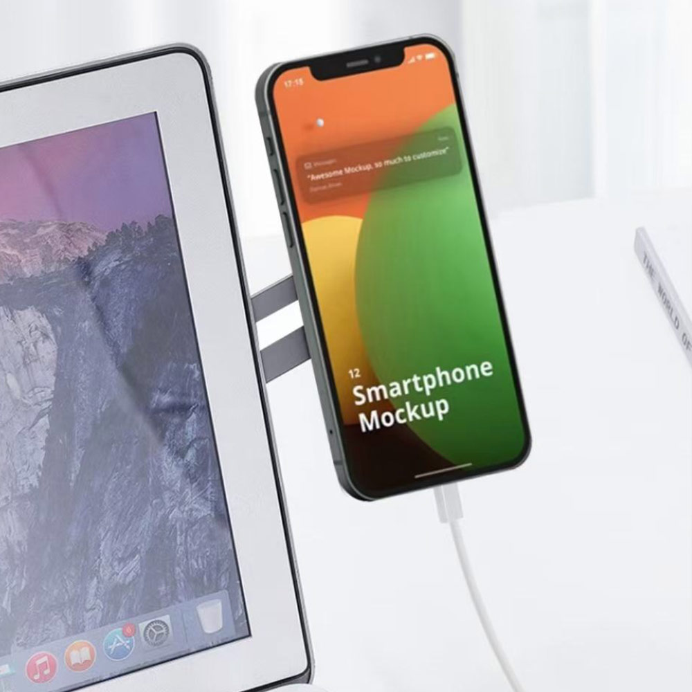 Picture of Apple MacBook Pro Retina 13" | Wiwu Laptop Extender Magnetic Phone Bracket Attachable to Macbook Notebook Asus Lenovo HP Monitor for iPhone 12 Pro Max Series