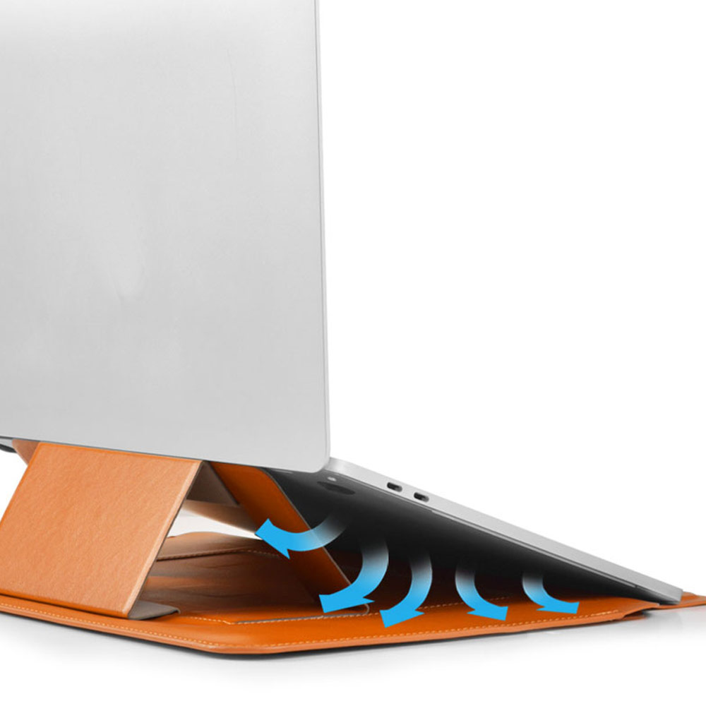 Picture of Apple Macbook Pro 14.2 2021 | WIWU Skin Pro Slim Stand PU Leather 2 in 1 Sleeve for Macbook Pro 16 M1 Pro M1 Max 2021 16 inches Laptop (Brown)