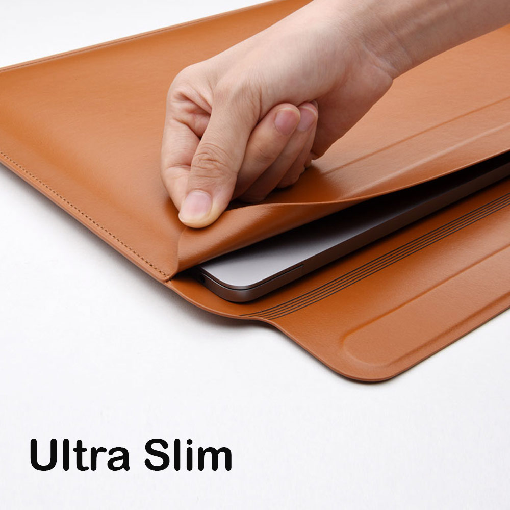 Picture of Apple Macbook Pro 14.2 2021 | WIWU Skin Pro Slim Stand PU Leather 2 in 1 Sleeve for Macbook Pro 16 M1 Pro M1 Max 2021 16 inches Laptop (Brown)