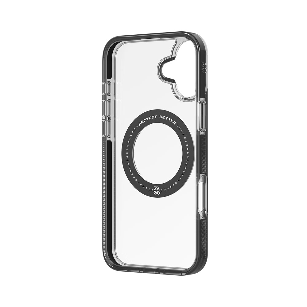 Picture of Apple iPhone 16 Plus 6.7 Case | Zagg Santa Cruz Snap 360 Degree Kickstand Phone Ring Magnetic Drop Protection Case for iPhone 16 Plus 6.7 (Black)