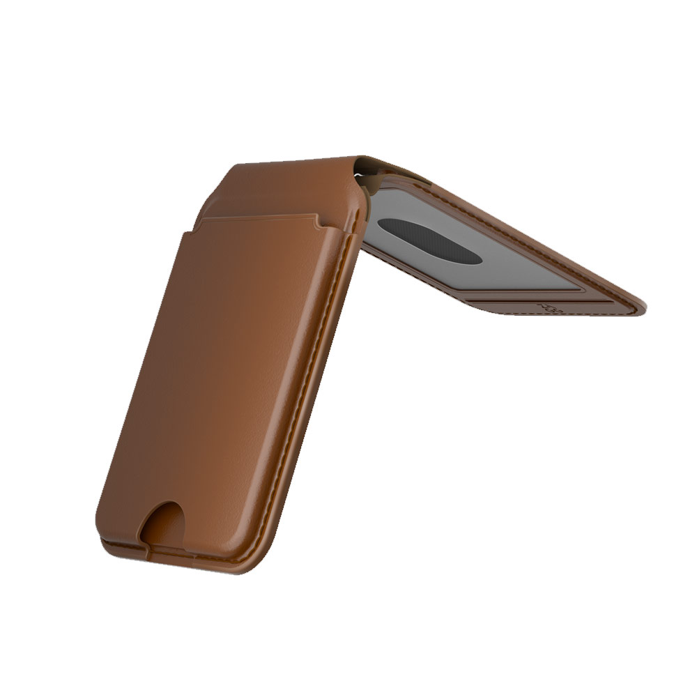 Picture of Apple iPhone 16 Pro Max 6.9 | Zagg Premium Snap Wallet Magnetic Compatible Wallet with Kickstand for iPhone 14 Pro Max iPhone 15 Pro Max 16 Pro Max Card Holder Phone Stand (Brown)