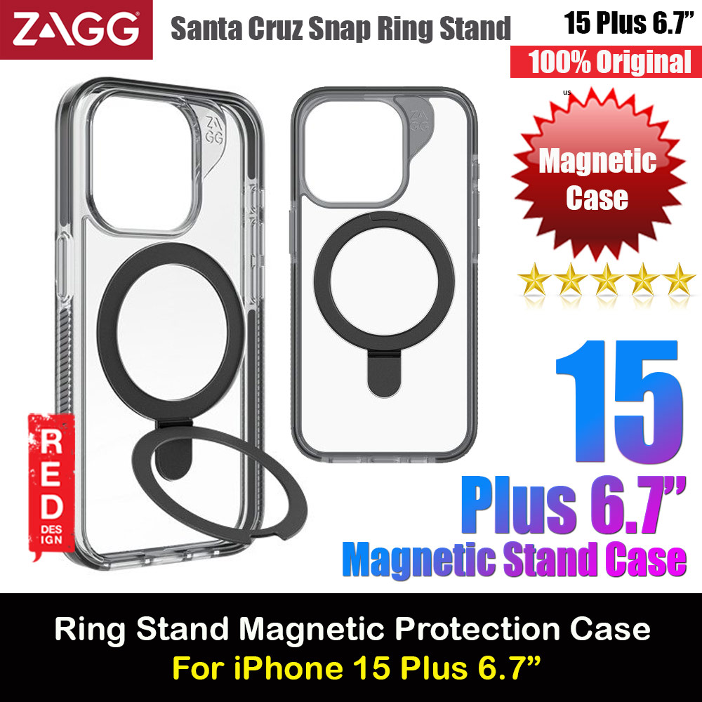 Picture of Zagg Santa Cruz Snap Ring Stand Magnetic Drop Protection Case for iPhone 15 Plus 6.7 (Black) Apple iPhone 15 Plus 6.7- Apple iPhone 15 Plus 6.7 Cases, Apple iPhone 15 Plus 6.7 Covers, iPad Cases and a wide selection of Apple iPhone 15 Plus 6.7 Accessories in Malaysia, Sabah, Sarawak and Singapore 
