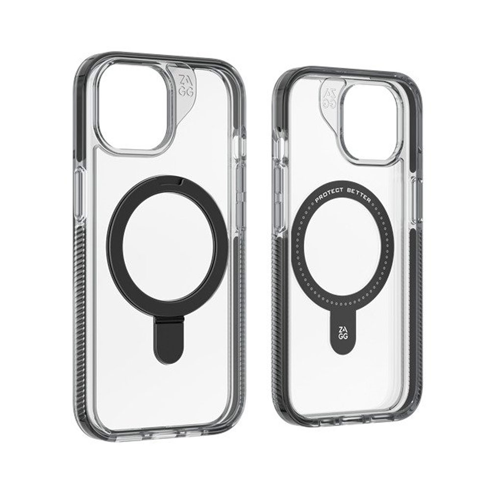 Picture of Apple iPhone 15 Plus 6.7 Case | Zagg Santa Cruz Snap Ring Stand Magnetic Drop Protection Case for iPhone 15 Plus 6.7 (Black)