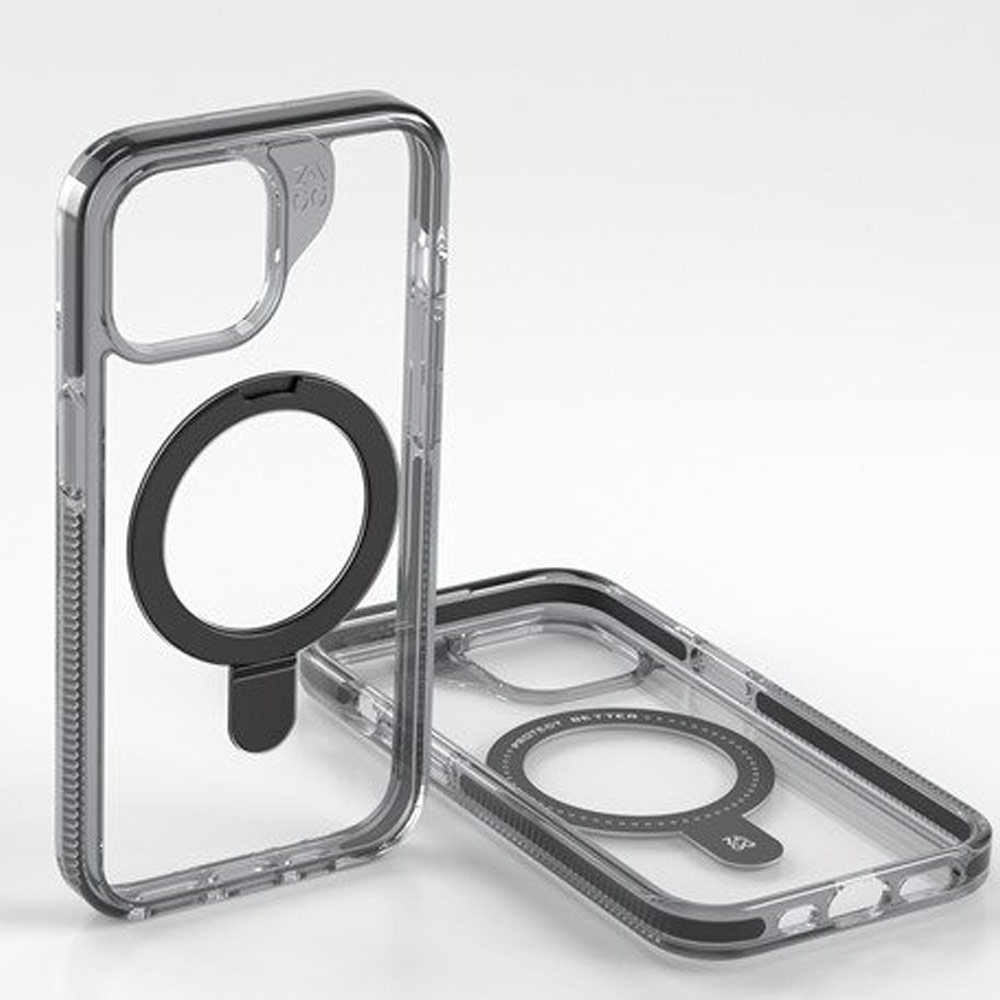 Picture of Apple iPhone 15 Plus 6.7 Case | Zagg Santa Cruz Snap Ring Stand Magnetic Drop Protection Case for iPhone 15 Plus 6.7 (Black)