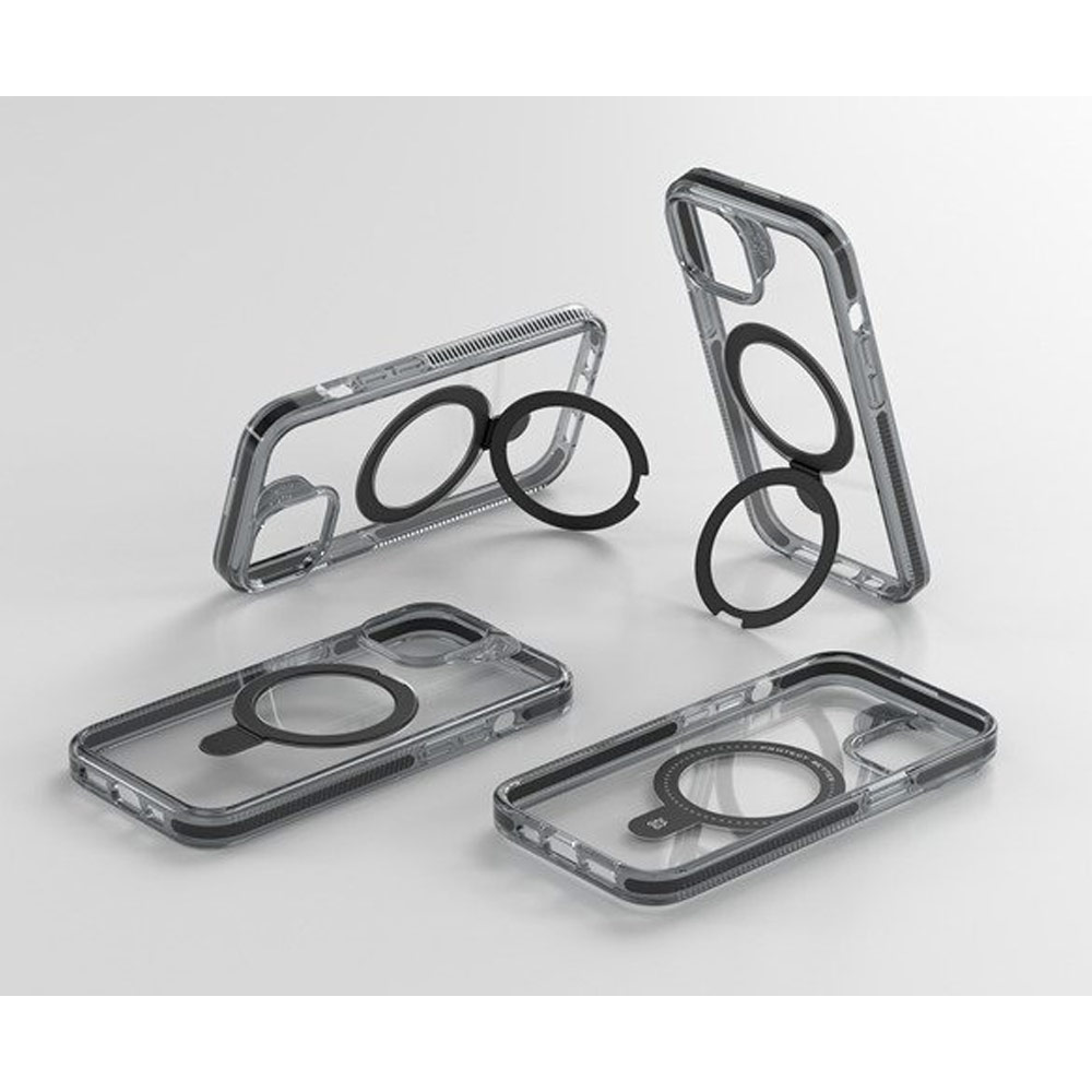 Picture of Apple iPhone 15 Plus 6.7 Case | Zagg Santa Cruz Snap Ring Stand Magnetic Drop Protection Case for iPhone 15 Plus 6.7 (Black)