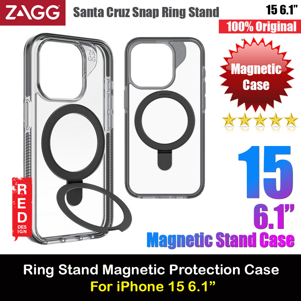 Picture of Zagg Santa Cruz Snap Ring Stand Magnetic Drop Protection Case for iPhone 15 6.1 (Black) Apple iPhone 15 6.1- Apple iPhone 15 6.1 Cases, Apple iPhone 15 6.1 Covers, iPad Cases and a wide selection of Apple iPhone 15 6.1 Accessories in Malaysia, Sabah, Sarawak and Singapore 