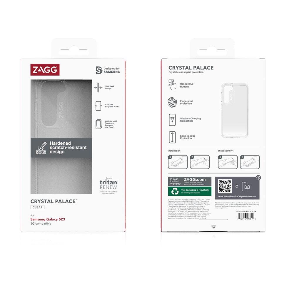 Picture of Samsung Galaxy S23 Case | Zagg Crystal Palace D30 Crystalex High Qualitiy Transparent Clear Drop Impact Protection Case for Samsung Galaxy S23 6.1 (Clear)