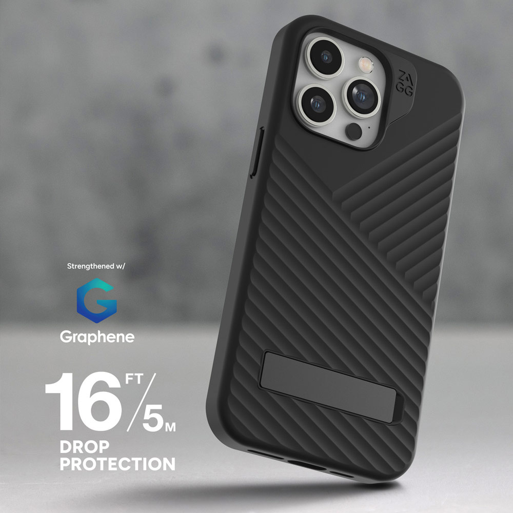 Picture of Apple iPhone 15 Pro Max 6.7 Case | Zagg Denali Snap Kickstand Magnetic Dual Layer Drop Protection Case for iPhone 15 Pro Max 6.7 (Blue)