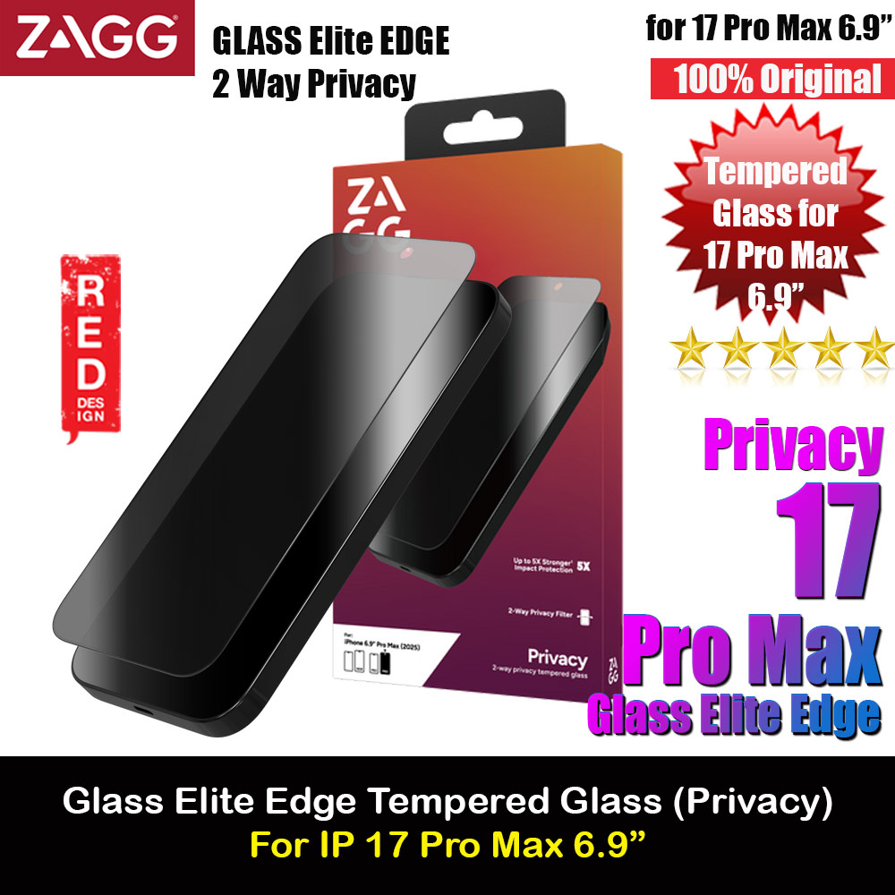 Picture of Zagg Privacy Glass Elite Edge Tempered Glass Screen Protector with Easy Installation Tray for iPhone 17 Pro Max 6.9 (Privacy) Apple iPhone 17 Pro Max 6.9- Apple iPhone 17 Pro Max 6.9 Cases, Apple iPhone 17 Pro Max 6.9 Covers, iPad Cases and a wide selection of Apple iPhone 17 Pro Max 6.9 Accessories in Malaysia, Sabah, Sarawak and Singapore 