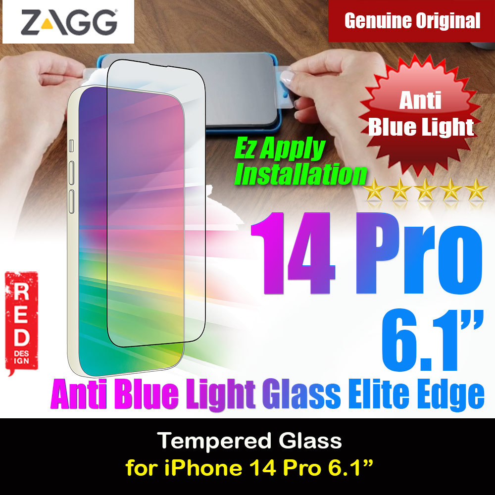 Picture of Zagg Glass Elite Edge Vision Guard Tempered Glass Screen Protector with Easy Installation Tray for iPhone 14 Pro 6.1 (Anti Blue Light Apple iPhone 14 Pro 6.1- Apple iPhone 14 Pro 6.1 Cases, Apple iPhone 14 Pro 6.1 Covers, iPad Cases and a wide selection of Apple iPhone 14 Pro 6.1 Accessories in Malaysia, Sabah, Sarawak and Singapore 