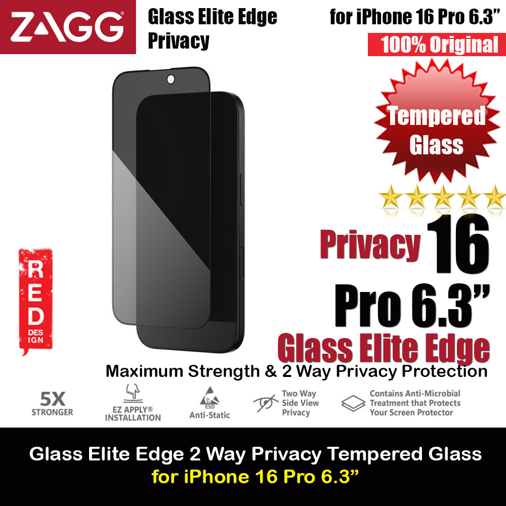Picture of Zagg Glass Elite Edge 2 Way Privacy Tempered Glass Screen Protector with Easy Installation Tray for iPhone 16 Pro 6.3 (Privacy) Apple iPhone 16 Pro 6.3- Apple iPhone 16 Pro 6.3 Cases, Apple iPhone 16 Pro 6.3 Covers, iPad Cases and a wide selection of Apple iPhone 16 Pro 6.3 Accessories in Malaysia, Sabah, Sarawak and Singapore 