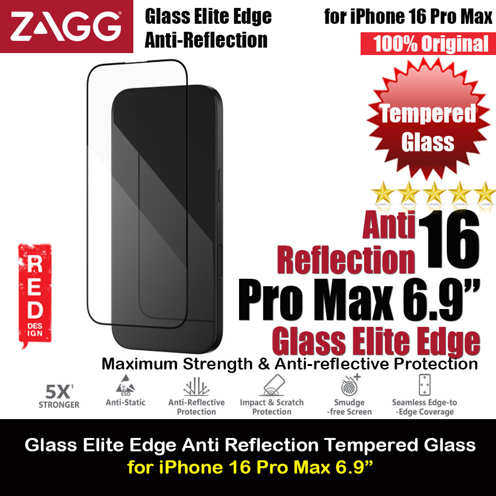 Picture of Zagg Glass Elite Edge Anti Reflection Tempered Glass Screen Protector with Easy Installation Tray for iPhone 16 Pro Max 6.9 (Clear) Apple iPhone 16 Pro Max 6.9- Apple iPhone 16 Pro Max 6.9 Cases, Apple iPhone 16 Pro Max 6.9 Covers, iPad Cases and a wide selection of Apple iPhone 16 Pro Max 6.9 Accessories in Malaysia, Sabah, Sarawak and Singapore 