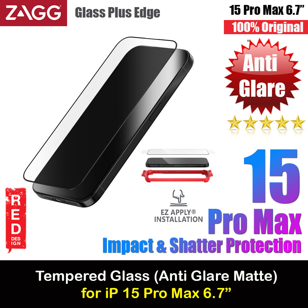 Picture of Zagg Glass Plus Edge Anti Glare Tempered Glass Screen Protector with Easy Installation Tray for iPhone 15 Pro Max 6.7 (Matte) Apple iPhone 15 Pro Max 6.7- Apple iPhone 15 Pro Max 6.7 Cases, Apple iPhone 15 Pro Max 6.7 Covers, iPad Cases and a wide selection of Apple iPhone 15 Pro Max 6.7 Accessories in Malaysia, Sabah, Sarawak and Singapore 
