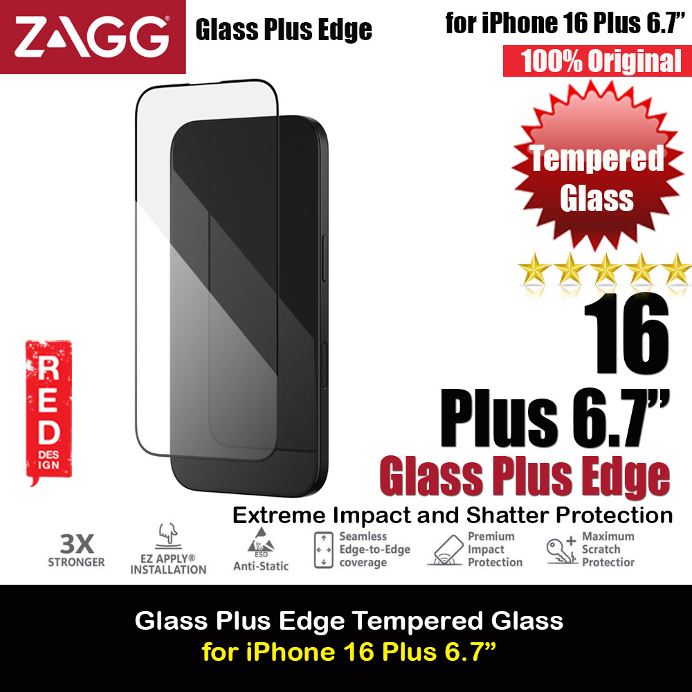 Picture of Zagg Glass Plus Edge Tempered Glass Screen Protector with Easy Installation Tray for iPhone 16 Plus 6.7 (Clear) Apple iPhone 16 Plus 6.7- Apple iPhone 16 Plus 6.7 Cases, Apple iPhone 16 Plus 6.7 Covers, iPad Cases and a wide selection of Apple iPhone 16 Plus 6.7 Accessories in Malaysia, Sabah, Sarawak and Singapore 