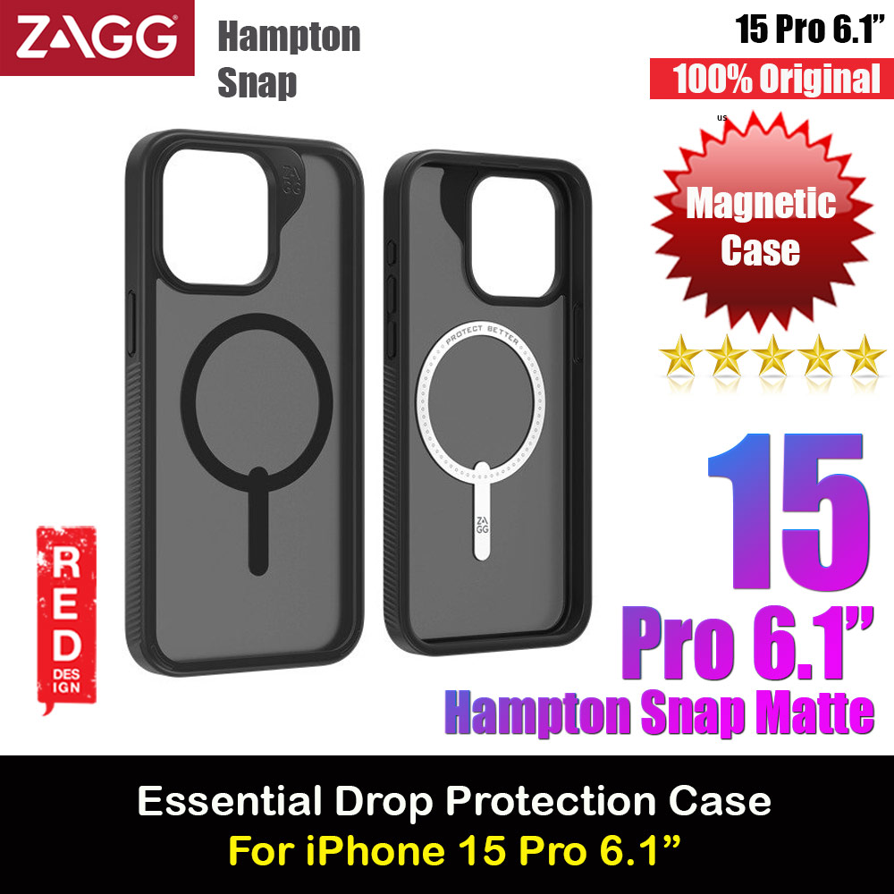 Picture of Zagg Hampton Snap Magnetic Anti Slip Grippable Drop Protection Case for iPhone 15 Pro 6.1 (Black) Apple iPhone 15 Pro 6.1- Apple iPhone 15 Pro 6.1 Cases, Apple iPhone 15 Pro 6.1 Covers, iPad Cases and a wide selection of Apple iPhone 15 Pro 6.1 Accessories in Malaysia, Sabah, Sarawak and Singapore 