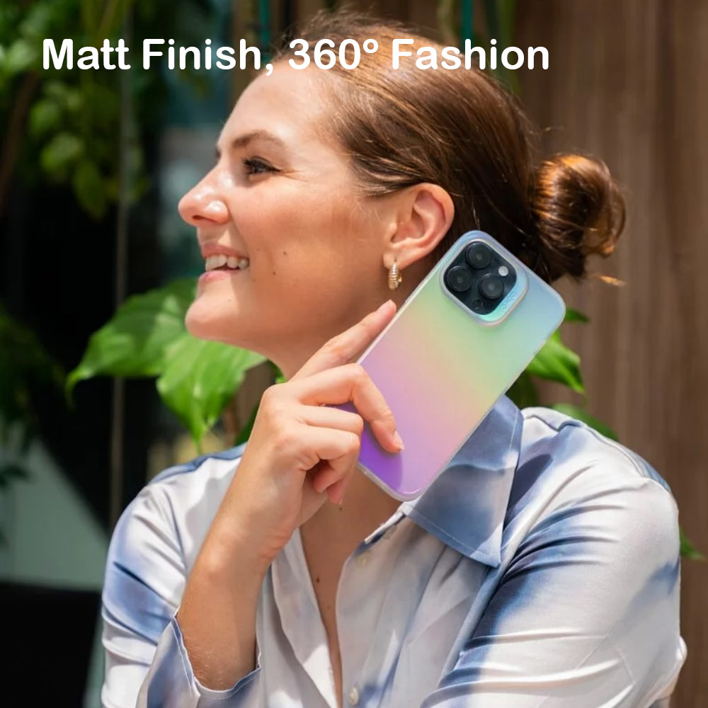 Picture of Apple iPhone 14 Plus 6.7 Case | Zagg Iridescent Slim Design Improved Grip Drop Protection Anti Finger Print Case for iPhone 14 Plus 6.7 (Iridescent Matte Clear)