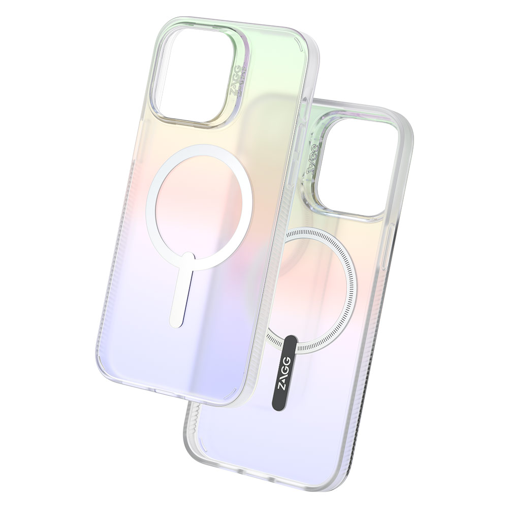 Picture of Apple iPhone 14 6.1 Case | Zagg Iridescent SnapSlim Design Improved Grip Drop Protection Anti Finger Print Magsafe Compatible Case for iPhone 14 6.1 (Iridescent Matte Clear)