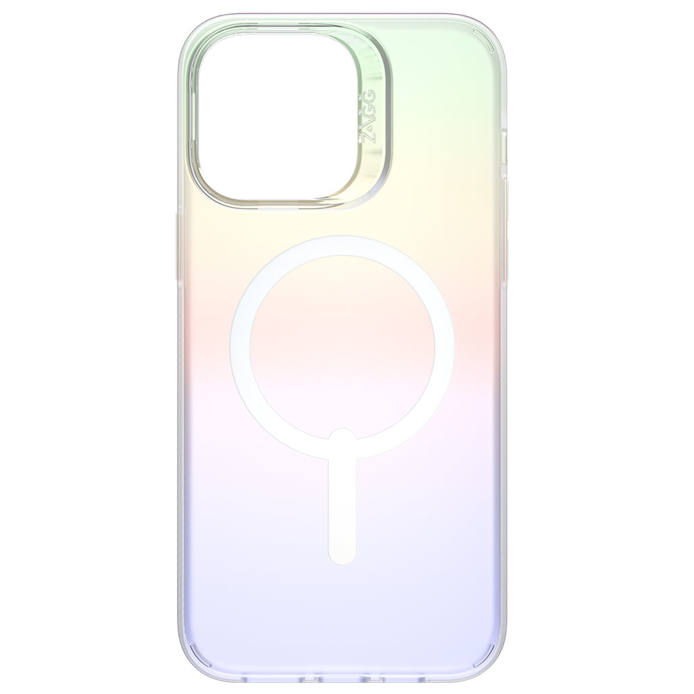 Picture of Apple iPhone 14 6.1 Case | Zagg Iridescent SnapSlim Design Improved Grip Drop Protection Anti Finger Print Magsafe Compatible Case for iPhone 14 6.1 (Iridescent Matte Clear)