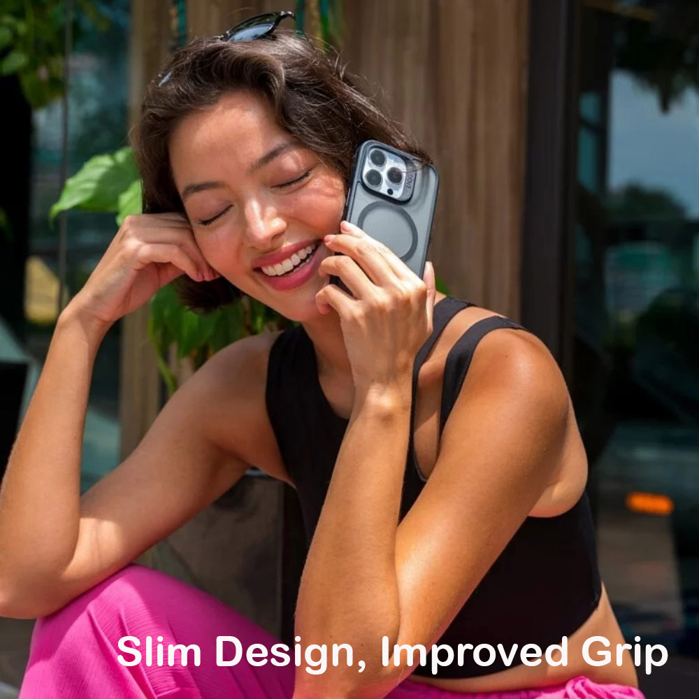 Picture of Apple iPhone 14 6.1 Case | Zagg Hampton Snap Slim Design Improved Grip Drop Protection Magsafe Compatible Case for iPhone 14 6.1 (Matte Black Tint)