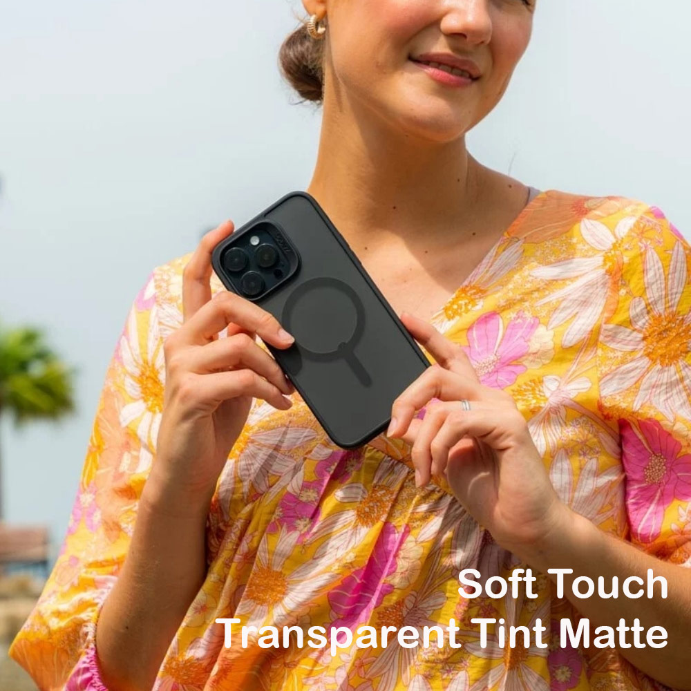 Picture of Apple iPhone 14 6.1 Case | Zagg Hampton Snap Slim Design Improved Grip Drop Protection Magsafe Compatible Case for iPhone 14 6.1 (Matte Black Tint)