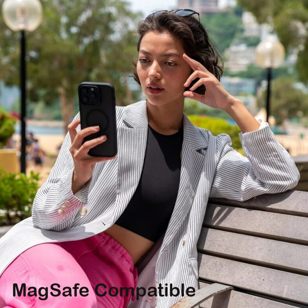 Picture of Apple iPhone 14 6.1 Case | Zagg Hampton Snap Slim Design Improved Grip Drop Protection Magsafe Compatible Case for iPhone 14 6.1 (Matte Black Tint)