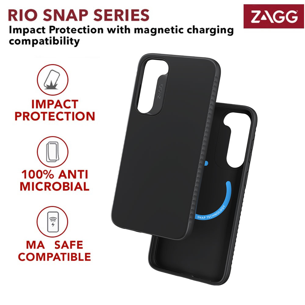 Picture of Samsung Galaxy S23 Plus Case | Zagg Rio Snap D30 High Qualitiy Magnetic Charging Compatible Drop Impact Protection Case for Samsung Galaxy S23 Plus 6.6 (Black)