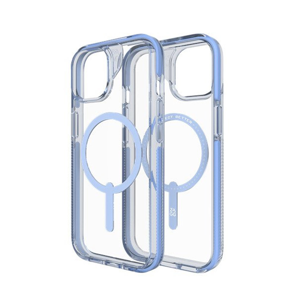 Picture of Apple iPhone 15 6.1 Case | Zagg Santa Cruz Snap Magnetic Slim Lightweight Non Slip Drop Protection Case for iPhone 15 6.1 (Blue)