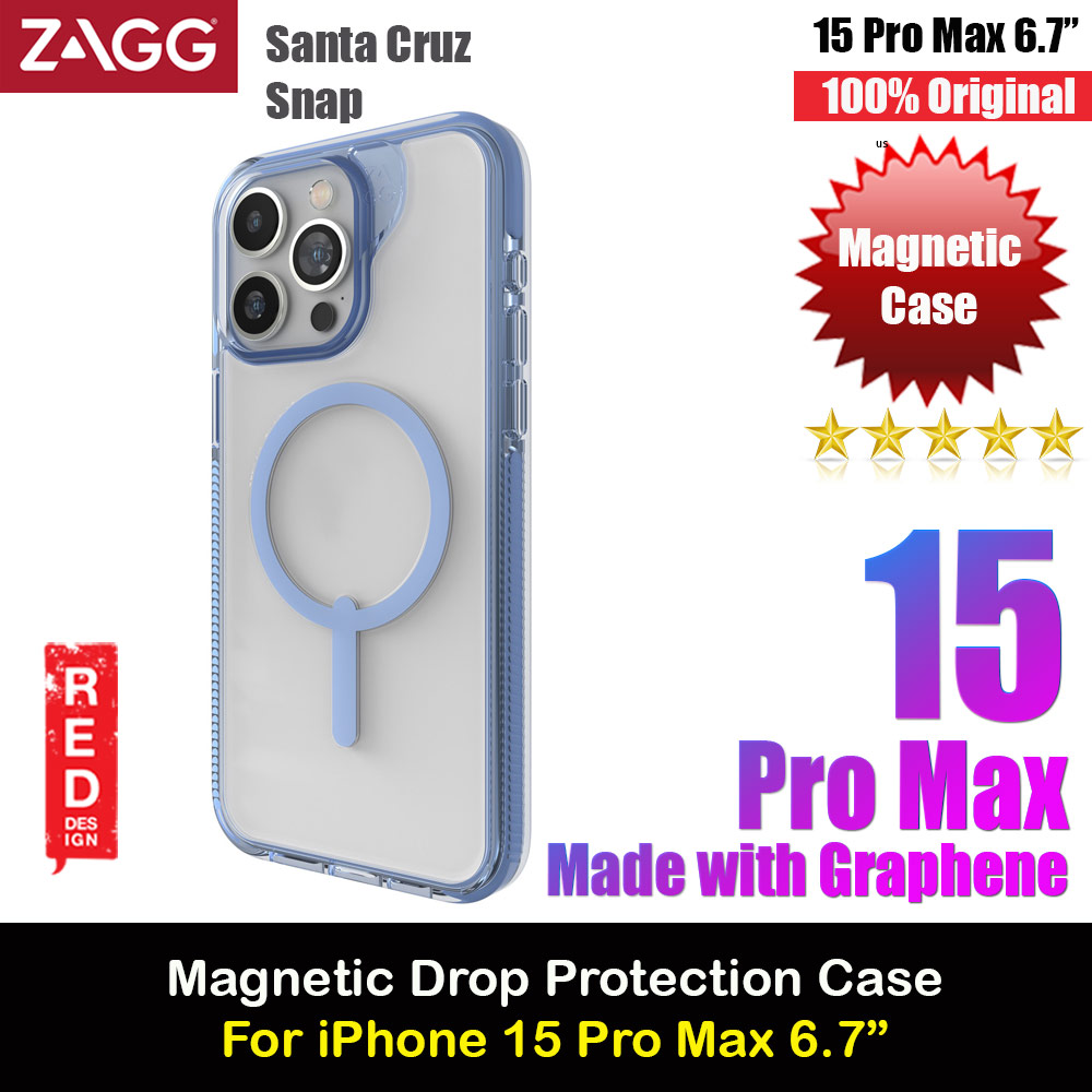Picture of Zagg Santa Cruz Snap Magnetic Slim Lightweight Non Slip Drop Protection Case for iPhone 15 Pro Max 6.7 (Blue) Apple iPhone 15 Pro Max 6.7- Apple iPhone 15 Pro Max 6.7 Cases, Apple iPhone 15 Pro Max 6.7 Covers, iPad Cases and a wide selection of Apple iPhone 15 Pro Max 6.7 Accessories in Malaysia, Sabah, Sarawak and Singapore 
